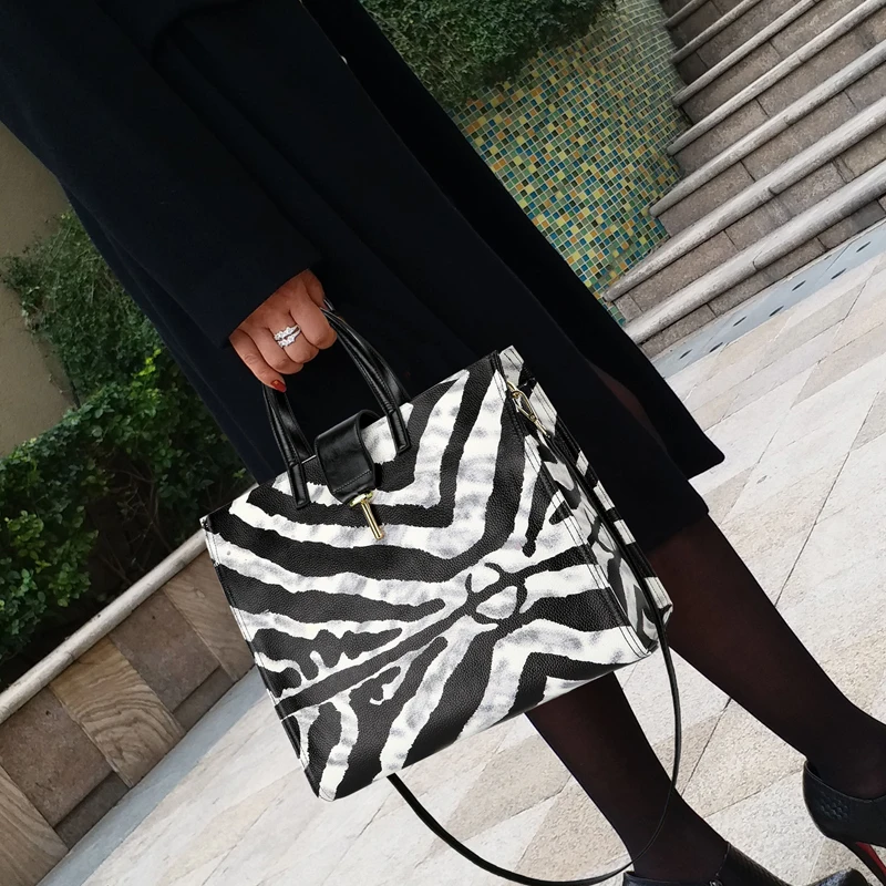 Роскошные сумки через плечо с рисунком зебры женские Дизайнерские Большие