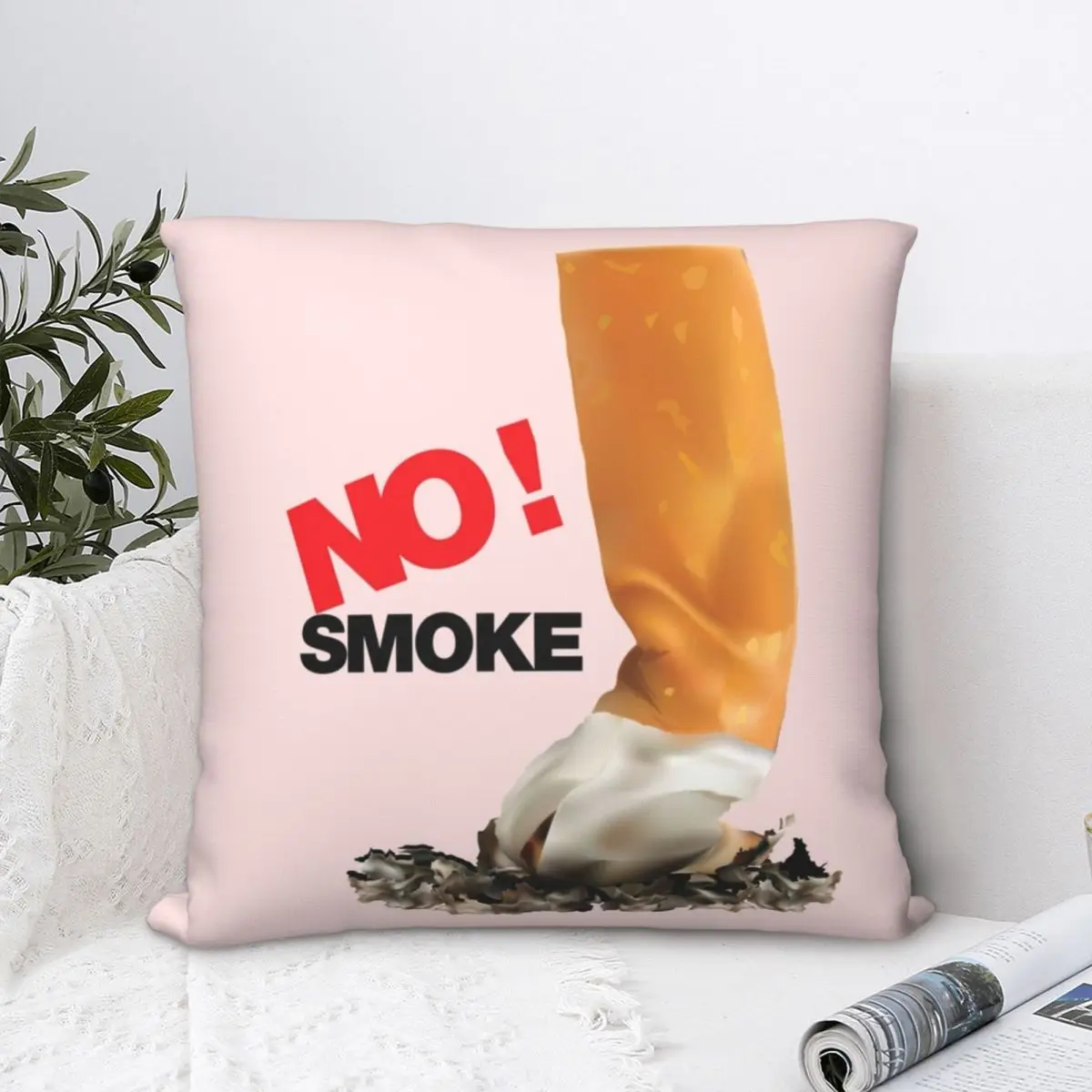 

Квадратная наволочка health-No Smokings, чехол для подушки, милый домашний декоративный полиэфир для дома в скандинавском стиле, 45*45 см
