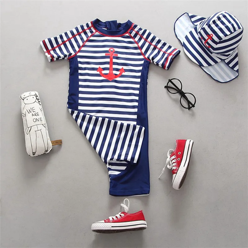 Купальник для маленьких мальчиков с защитой от УФ лучей детский купальный костюм