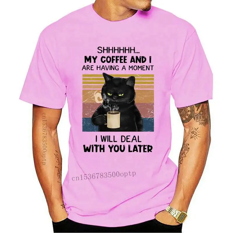 

New Graphic T-shirts for Women Cartoon Cat Coffee Funny Clothing Trend Fashion 90s Ladies Print Lady Womens Female Tee T T-Shir