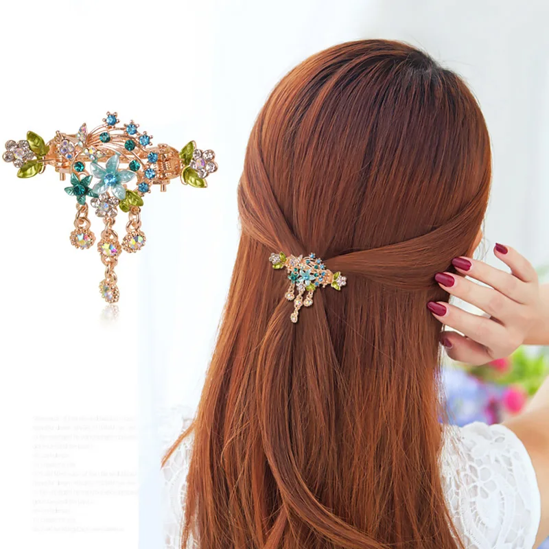 

Vintage Enamel Flower Hair Claw Rhinestone Hair Pin Headpieces for Woman Hair for Wedding Hair Bows Barrette Bridesmaid Jewelry