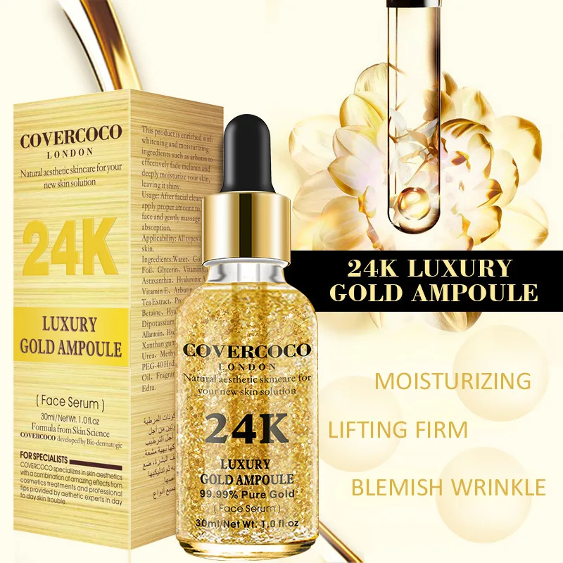 

Face Care 24k Pure Gold Ampoule Serum Hyaluronic Acid Whitening Skin Anti Wrinkle Acne Remedy Moisturizing Facial Lift Essence