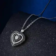 New Trendy Black & White Crystal Zircon Stone Heart-Shape Pendent Necklace Evening Dress Party Accessories Wild Women Jewelry