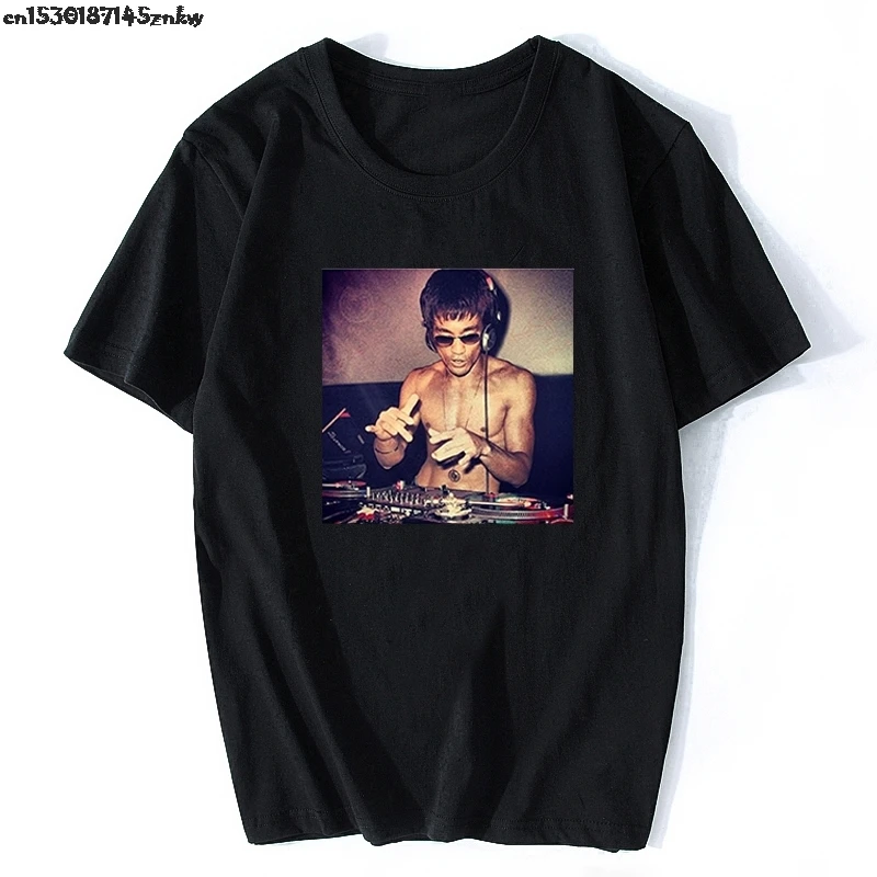 Мужская футболка с круглым вырезом в стиле хип хоп DJ Bruce Lee винтажная уличная