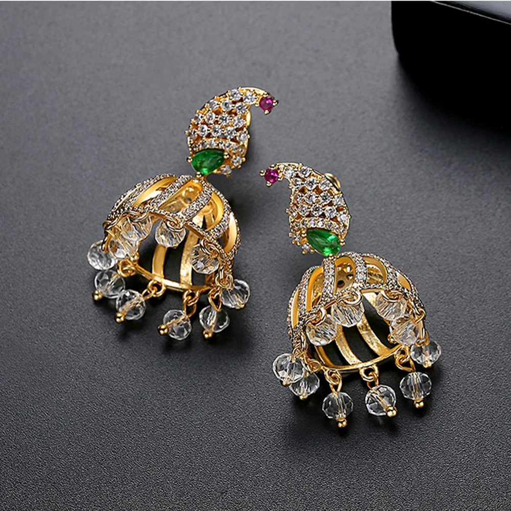 Retro Indian Bollywood Kundan Peacock Jhumka Jhumki Drop Earrings Gypsy Ethnic Antique Vintage Style Palace Bell Earring Jewelry | Украшения