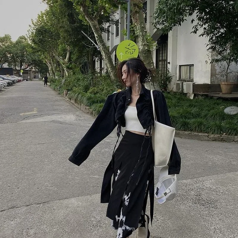 Куртка женская укороченная из денима базовая Повседневная Верхняя одежда в