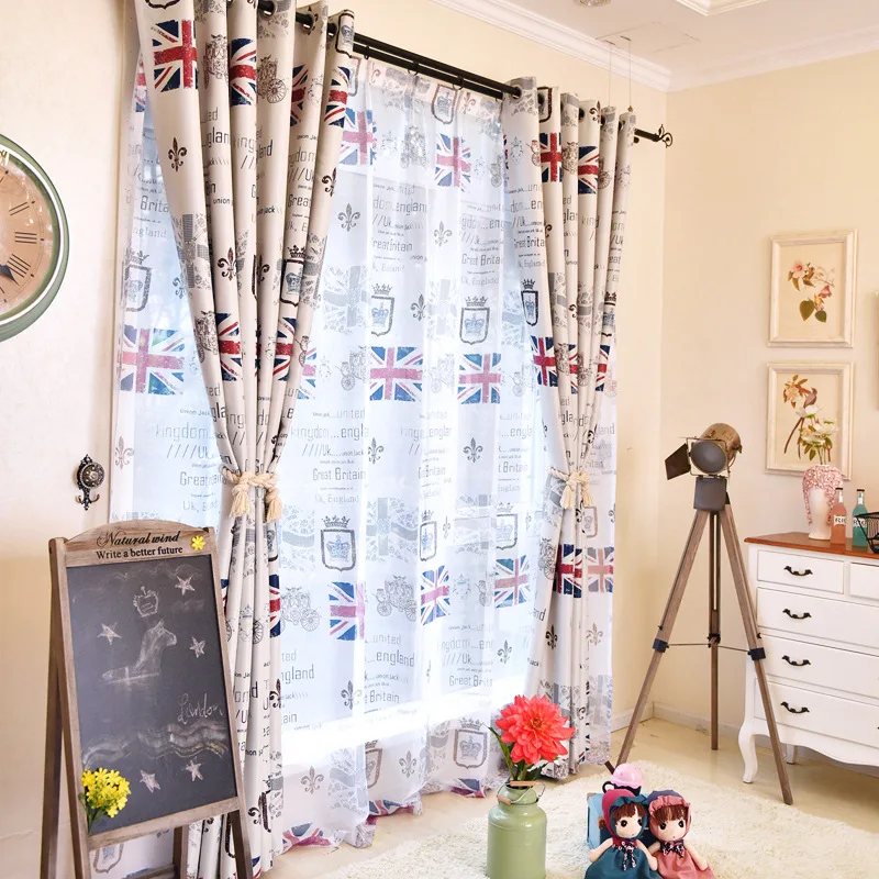 Британский стиль национальный флаг Детская занавеска С мультяшным принтом