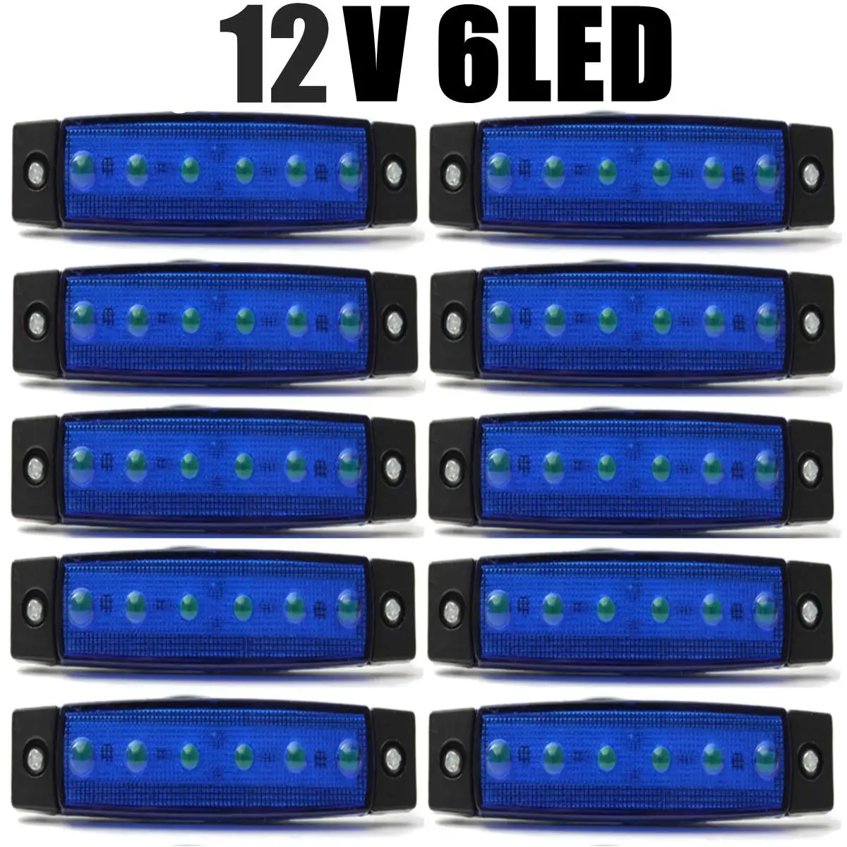 10pcs 12V Blue 30X DC светодиодный 12 в 6 SMD 10 белый+ 10 желтый+ 10 красный светодиодный автомобильный Автобус Грузовик боковой габаритный индикатор низкий прицеп светильник задний боковой фонарь - Цвет: 10pcs 12V Blue