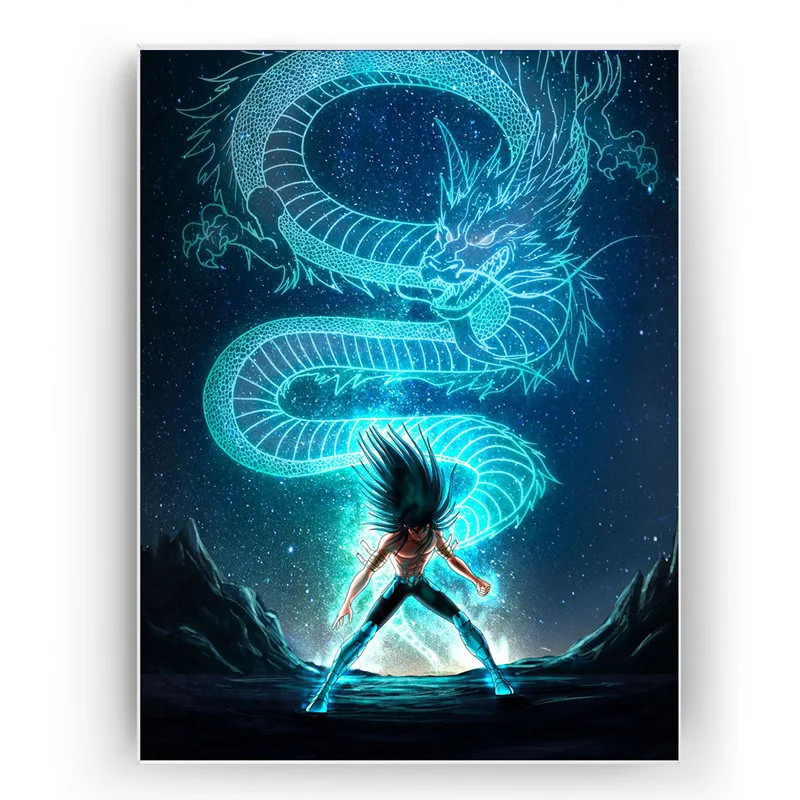

Famous Japanese Anime Posters And Prints Dragon Pegasus Power Canvas Paintings Neon Wall Art Pictures For Living Room Decoration