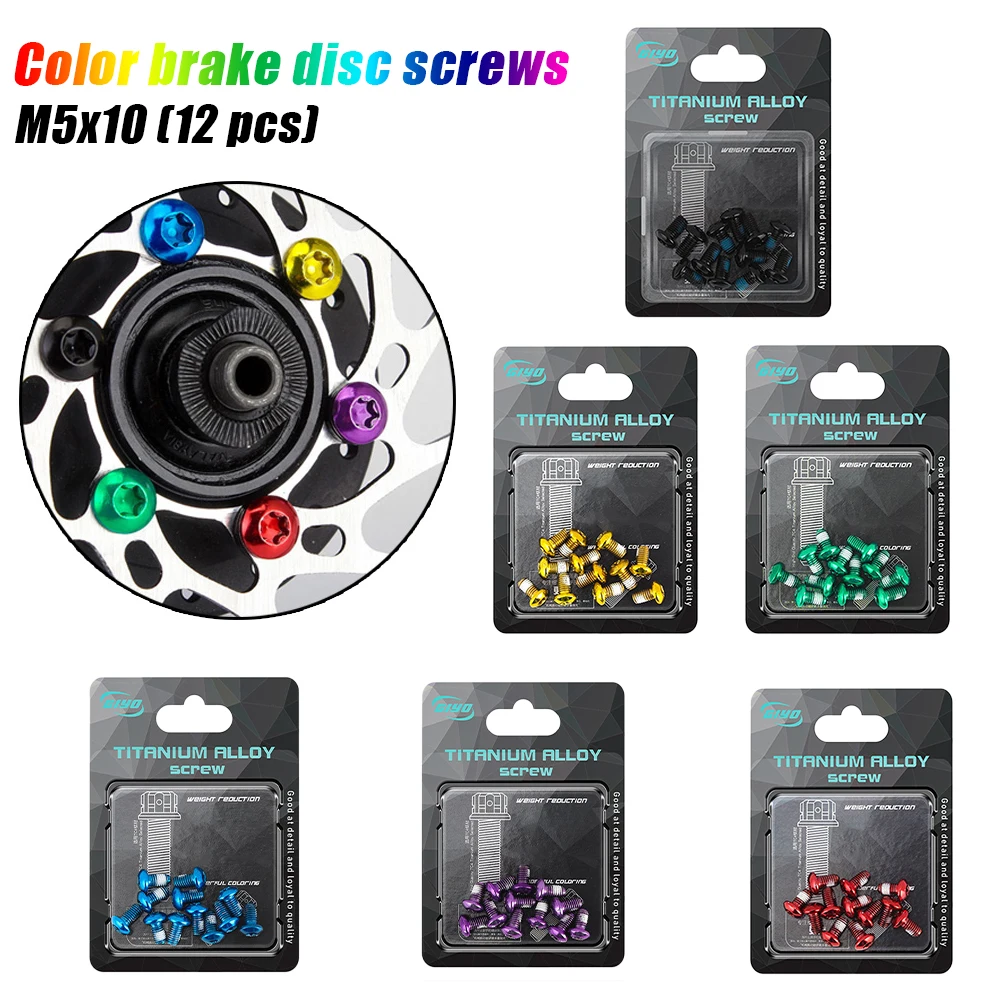 

12Pcs Bicycle Disc Brake Rotor Screws Colorful Rotor Bolts Steel T25 M5*10mm for MTB Bike Cycling Fixing Accessories велосипед
