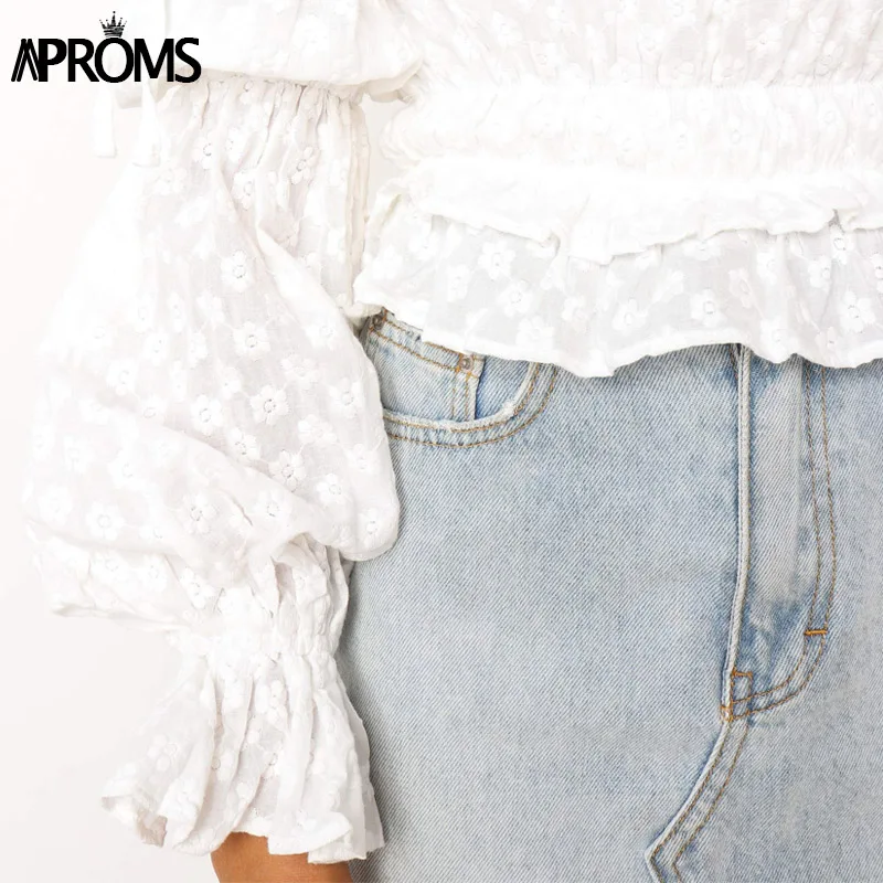 Женская белая футболка с оборками Aproms элегантная шифоновая укороченная