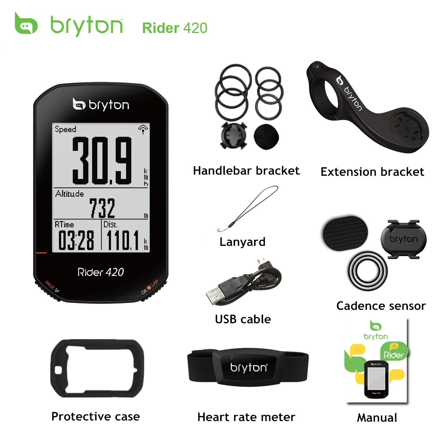 Беспроводной GPS-навигатор Bryton Rider 420 GNSS/ANT + Bluetooth Глобальная скорость частота