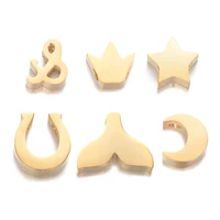 5pcslot 316l stainless steel diy loose beads plating gold color star fishtail moon crown shaped beads 1 8mm hole fashion charms