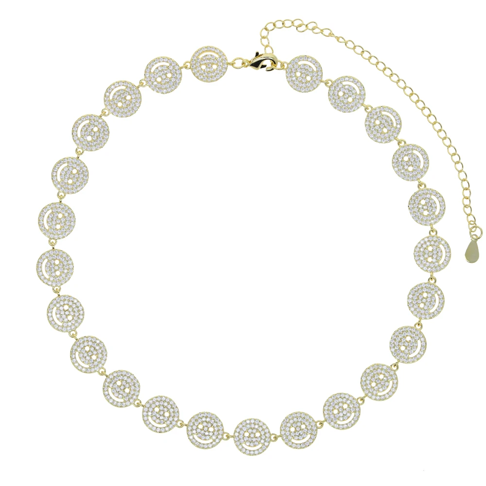 2021 New Arrived Fashion Smile Face Charm Women Girl Jewelry Micro Pave 5A Cubic Zirconia CZ Dainty Choker Necklace | Украшения и