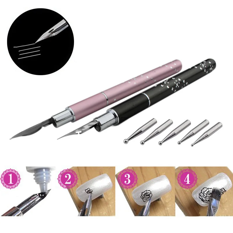 Дизайн ногтей цветок линия кончик точечная ручка с 5 точками дрель акриловый