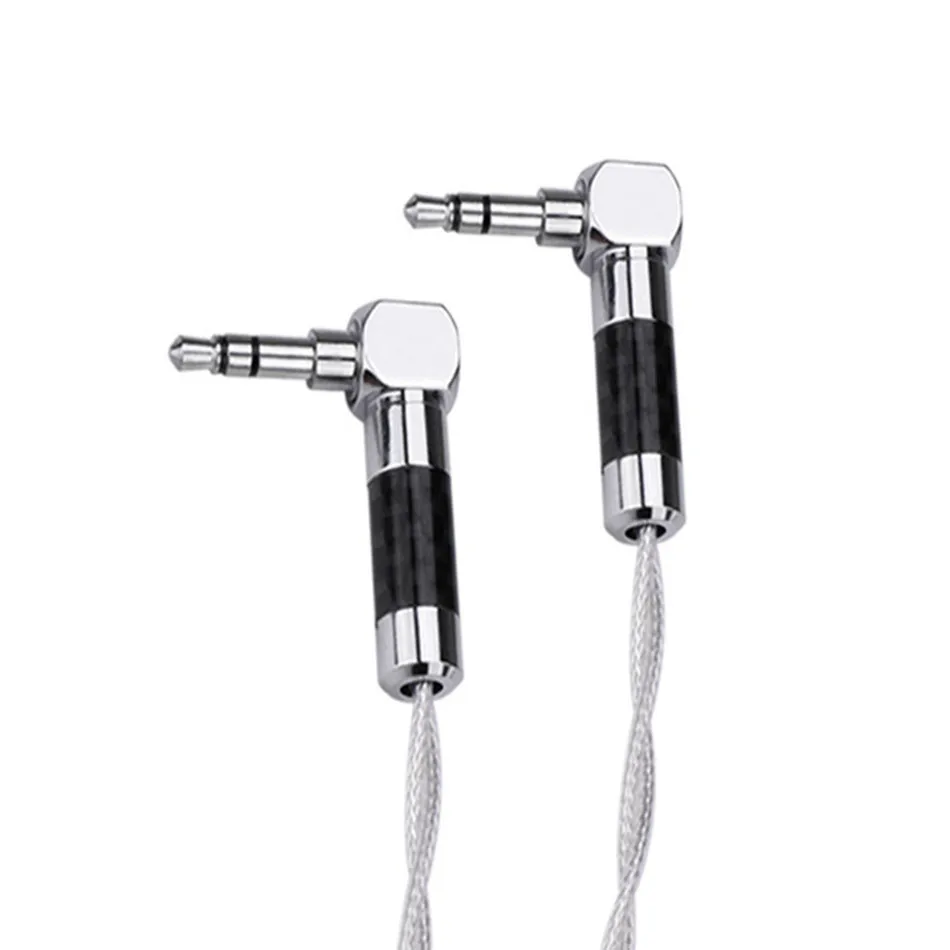 Hifi 3.5 mm Jack AUX Cable Pure Silver Core Earphone Audio Right Angle 90 Degree Rhodium Plated Headphones | Электроника