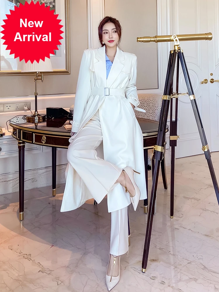 

White windbreaker Women's Mid-length over-knee loose temperament high-end women's windbreaker coat 2020 new spring and autumn