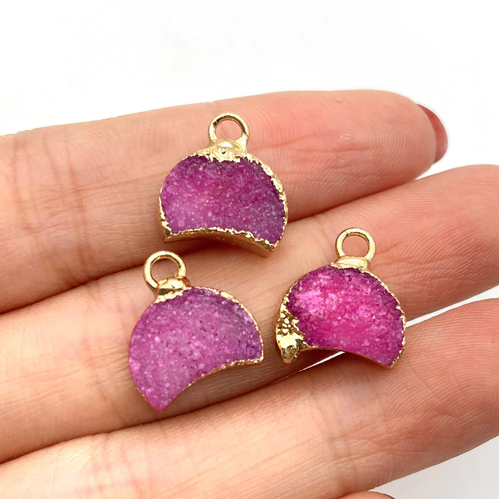 Оптовая продажа многокрасочный кулон в форме луны из натурального камня для изготовления ювелирных изделий, ручных аксессуаров, бисерных украшений, модных нарядов.