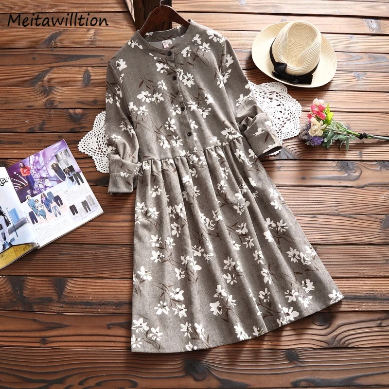 Женское вельветовое платье на пуговицах Повседневные Вечерние платья с длинным