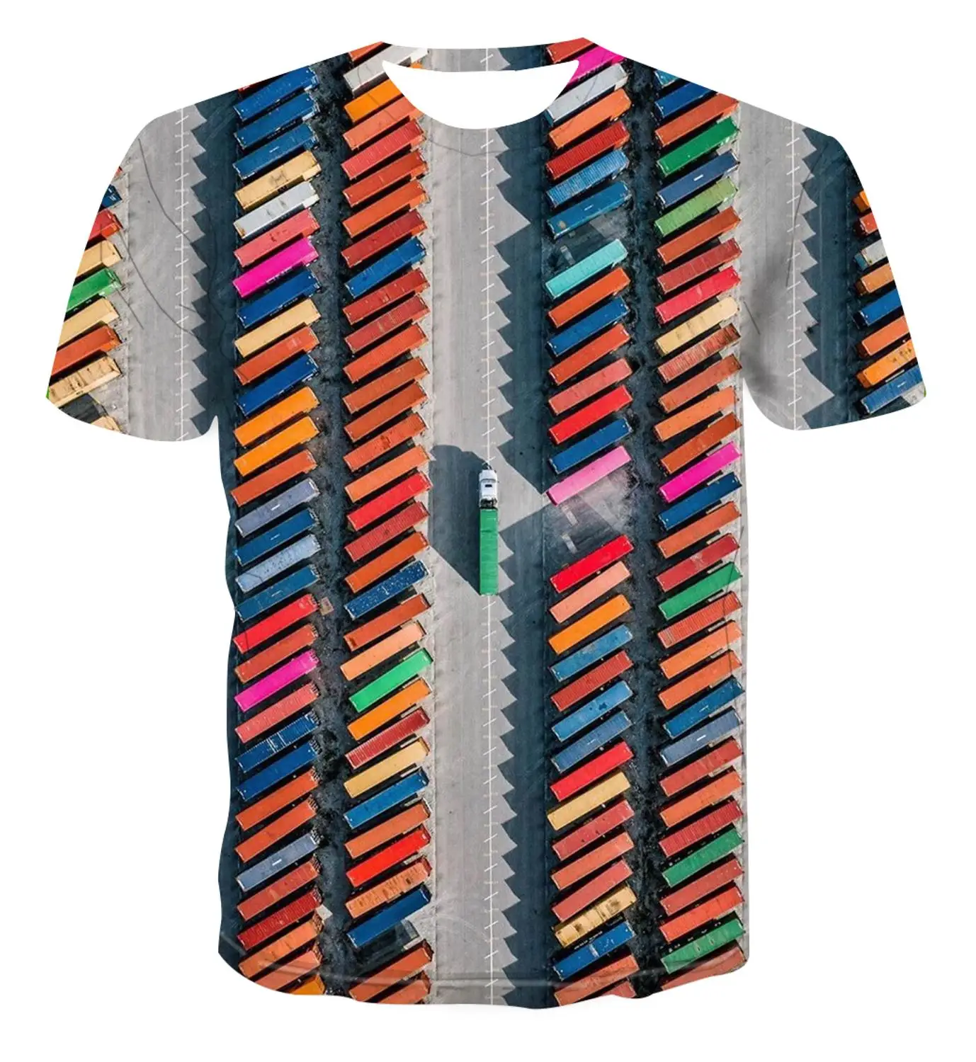 Новинка 2020 модная футболка с геометрическим рисунком в виде контейнера для