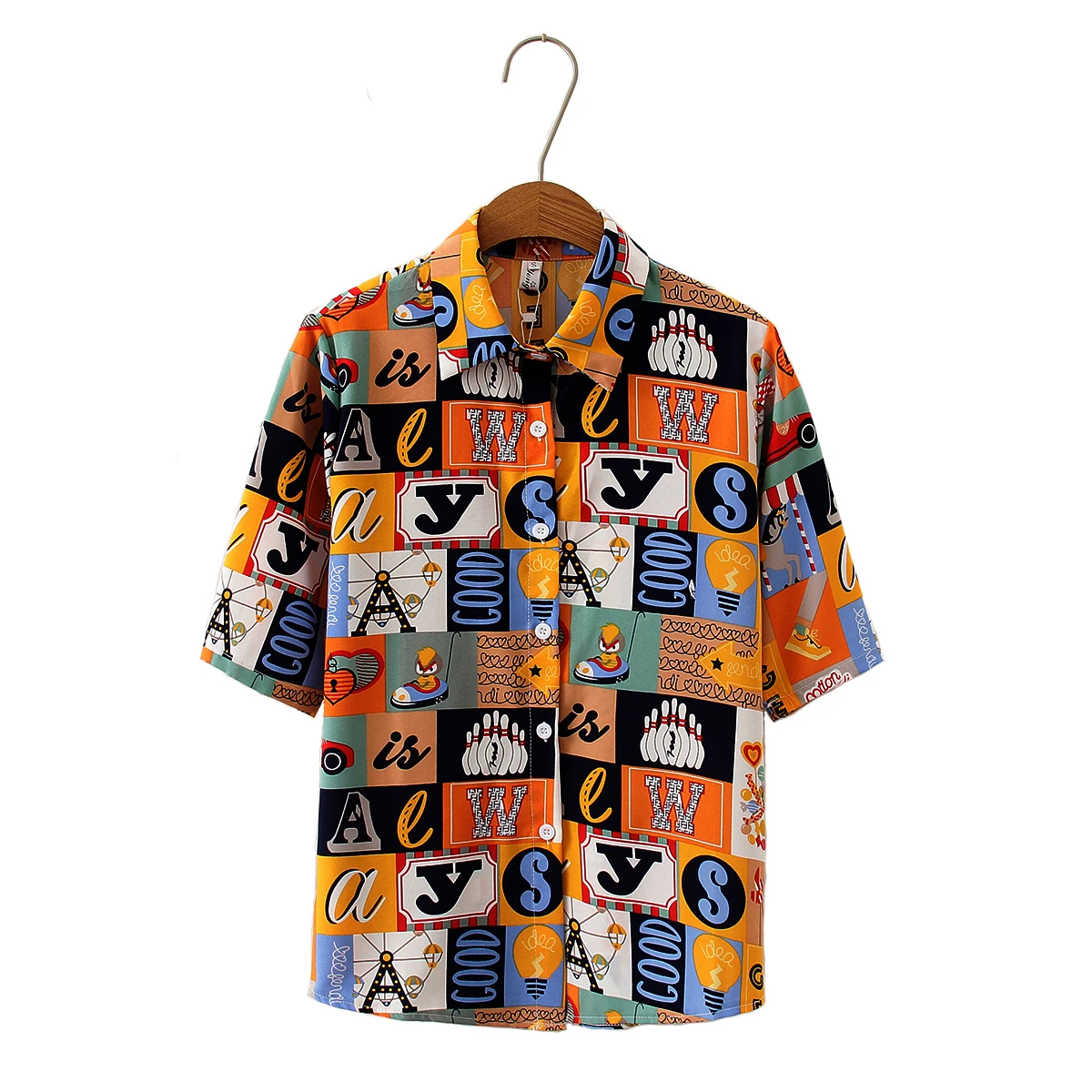 Женская летняя рубашка с коротким рукавом, свободная разноцветная клетчатая рубашка с буквами, 2021 от AliExpress WW