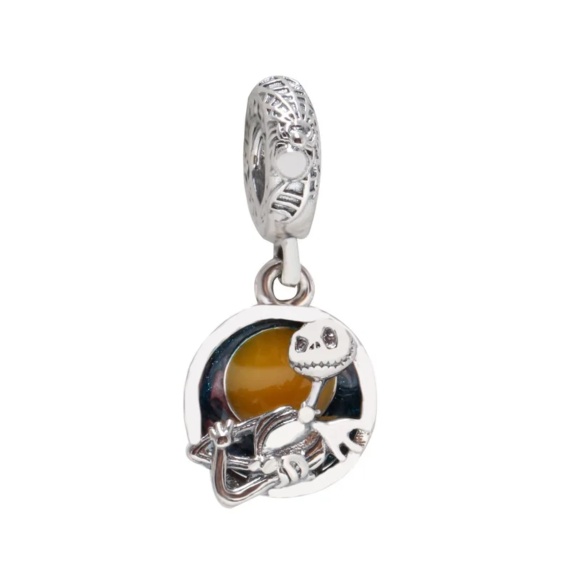 

DoDoFly New 925 Sterling Silver Christmas Eve Skull and Bones Fright Double Pendant Fit original Bracelets & Necklaces