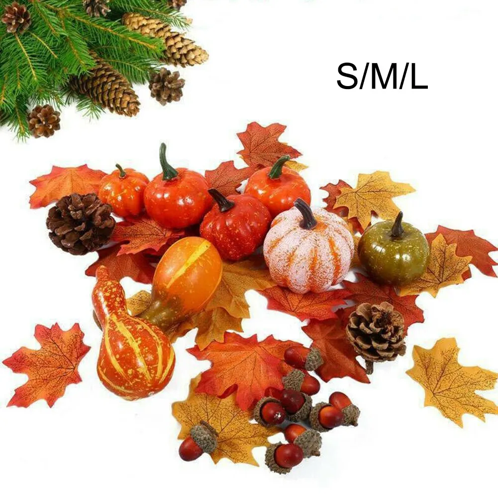 

1set Simulation Pumpkin Ornaments Harvest Autumn Thanksgiving Wreath Banquet Halloween Theme Party DIY Home Desktop Decor