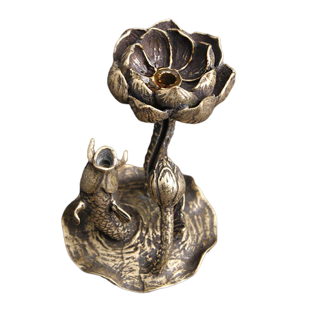 

1Pc Incense Burner Lotus Design Censer Brass Censer Adornment for Home Decor