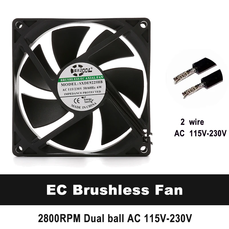 Двигатель EC 90 мм 92 x 25 AC 110 в 115 120 220 240 В Бесщеточный Охлаждающий вентилятор большой