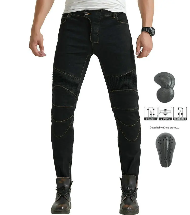 

Mens Motorcycle Racing Knight Straight Jeans Drop-resistant Pants Racing Cycling Trousers Elasticity Sports Riding Daily Wear