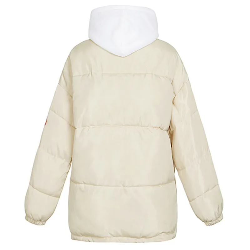 

Fake Two Pieces Students Short Loose Hooded Solid Cotton-Padded Jacket For Women Winter Thicken Warm Coat Parkas Outerwear T184