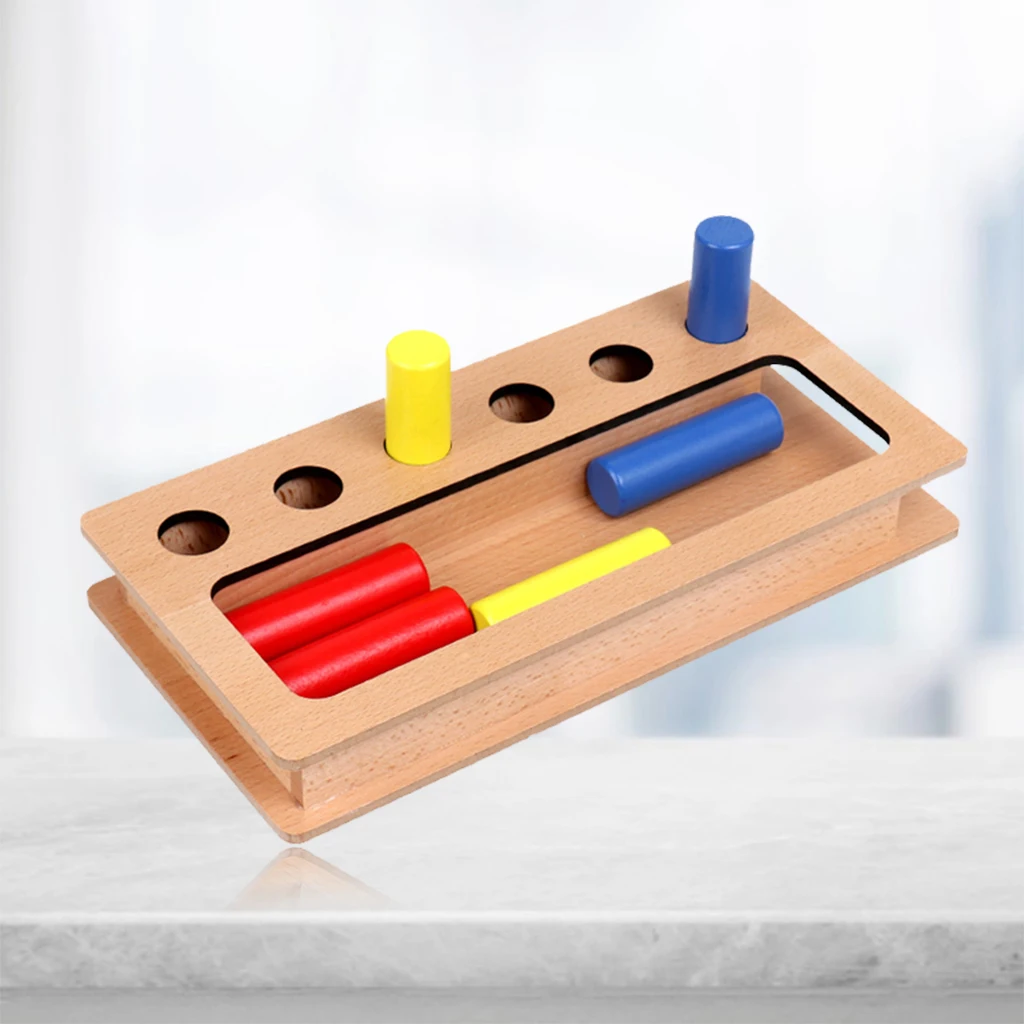 

Wood Color Learning Toy Multi-Colored Cylindrical Box for Toddlers Children Home School