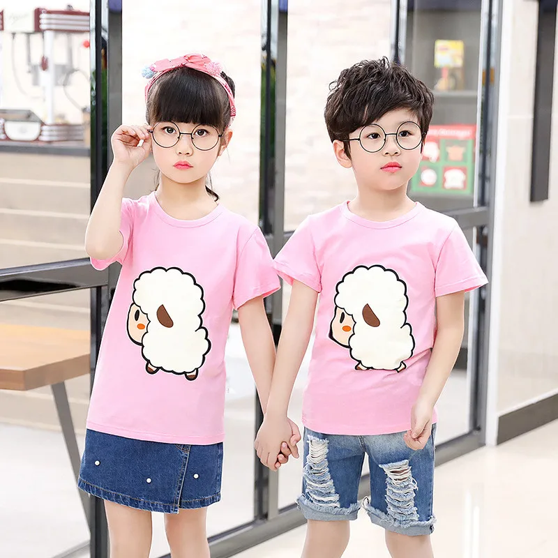Новые модные хлопковые футболки с рисунком овечки для мальчиков и девочек