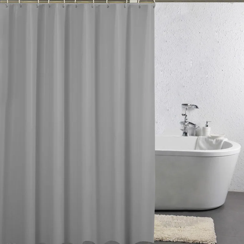 

Solid Color Shower Curtain Modern Style Peva Bathroom Partition Curtain Waterproof Thick Bath Screens Metal Grommets Mildew Free