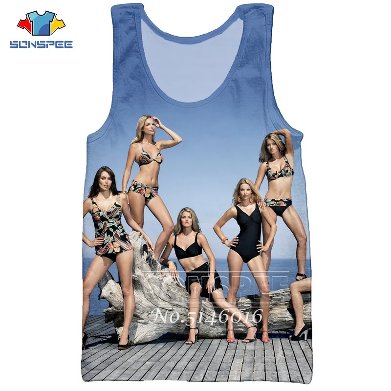 SONSPEE приморский пляж сексуальная модель красоты 3D принт Harajuku летняя майка мода