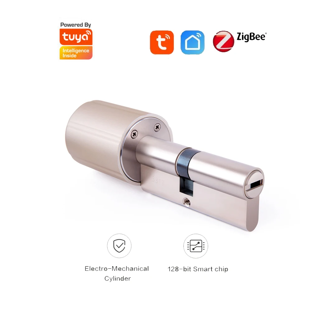 Tuya Smart Lock Cylinder Electronic key Wireless WIFI Zigbee Lock Core Intelligent Encryption Door Lock for EU Lock Smart Home