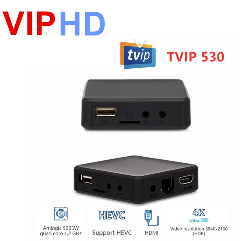 ТВ приставка TVIP530 Linux 1 ГБ 8 S Box v.530 Amlogic S905W поддержка 4K H.265 Tvip 530 PK 410 415