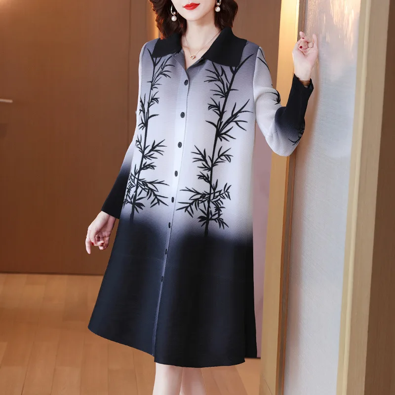 Женское платье-кардиган с принтом Changpleat модное платье miяка со складками для