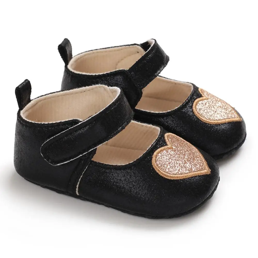 Zapatillas de princesa antideslizantes con forma de coraz&oacute;n para beb&eacute;s, suela blanda para primeros pasos de 0 a 18M, 2021-0