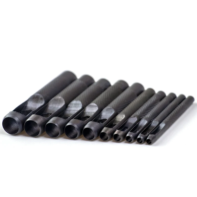 12Pcs/set Punching 1mm-10mm Size Round Carbon Steel Leather Craft Hole Punch Puncher Watch Belt Band Plastic Rubber Tools - купить по