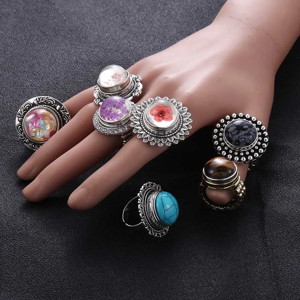 

5pcs New snap button jewelry 18mm snap buttons Ring flexible adjustable 18mm Metal buttons Rings women snaps jewelry Wholesale