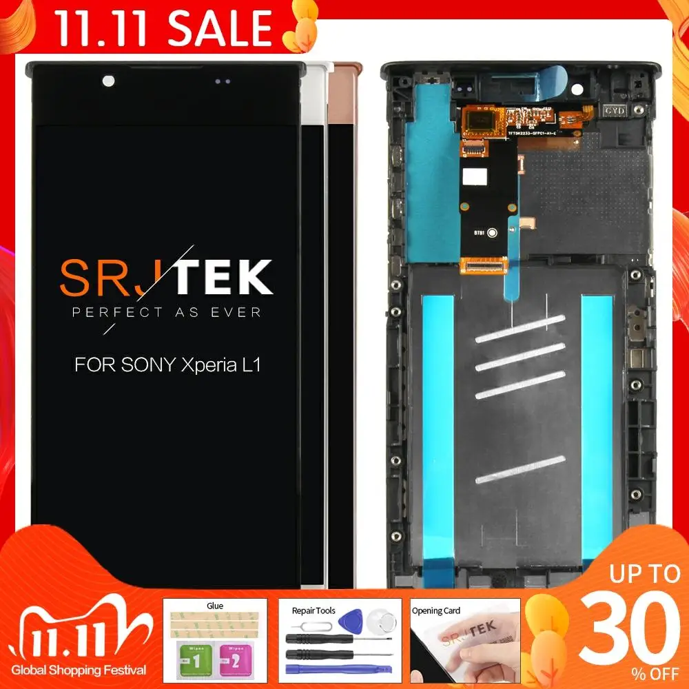 Оригинальный дисплей 5 дюйма для SONY Xperia L1 ЖК G3312 сенсорный экран Sony дигитайзер с