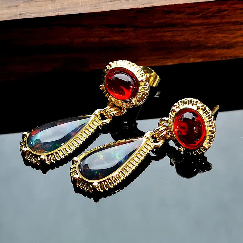 Роскошные серьги в форме капли воды для женщин Мистик огонь Радуга