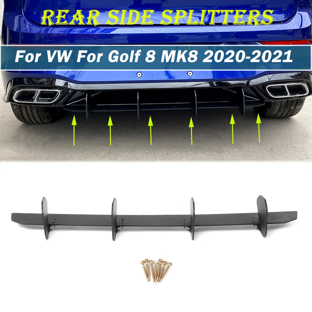 

Автомобильный задний бампер, спойлер, Автомобильный задний диффузор, бампер и задние боковые разветвители, комплект заднего спойлера ДЛЯ VW для Golf 8 MK8 2020-2021