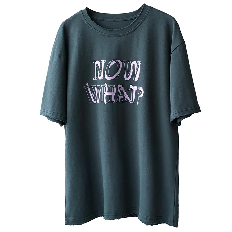 

2021 Summer Women T-shirt Round Neck Short Sleeve Oversized Loose Casual Letter Print Top For Women