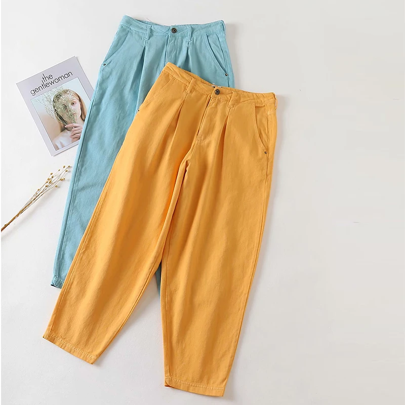 

Za Pants Women Pants high waist Pants 2021 new cotton fashion simple sky blue Women Pantss casual chic youth student Pantss