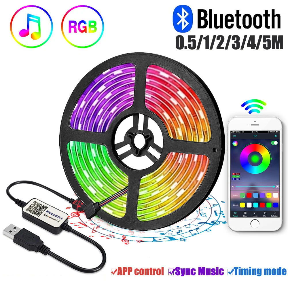 USB светодиодный ленточный светильник лампа 5 в SMD 5050 Bluetooth настольная декоративная