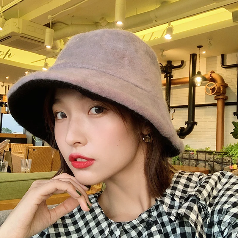 Новинка 2019 женские зимние шапки Faxu норка бархат две стороны Панама одноцветные