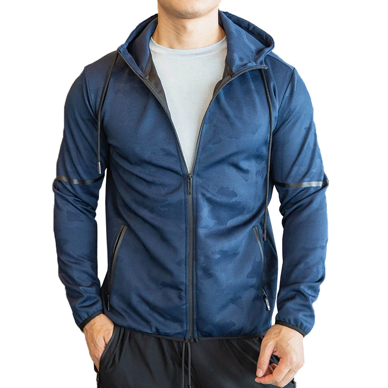 

Winter Camouflage Running Jacket Hooded Men Sport Jacket Fitness Gym Training Outdoor Climbing Hood Coat Cycling Sportswear Male