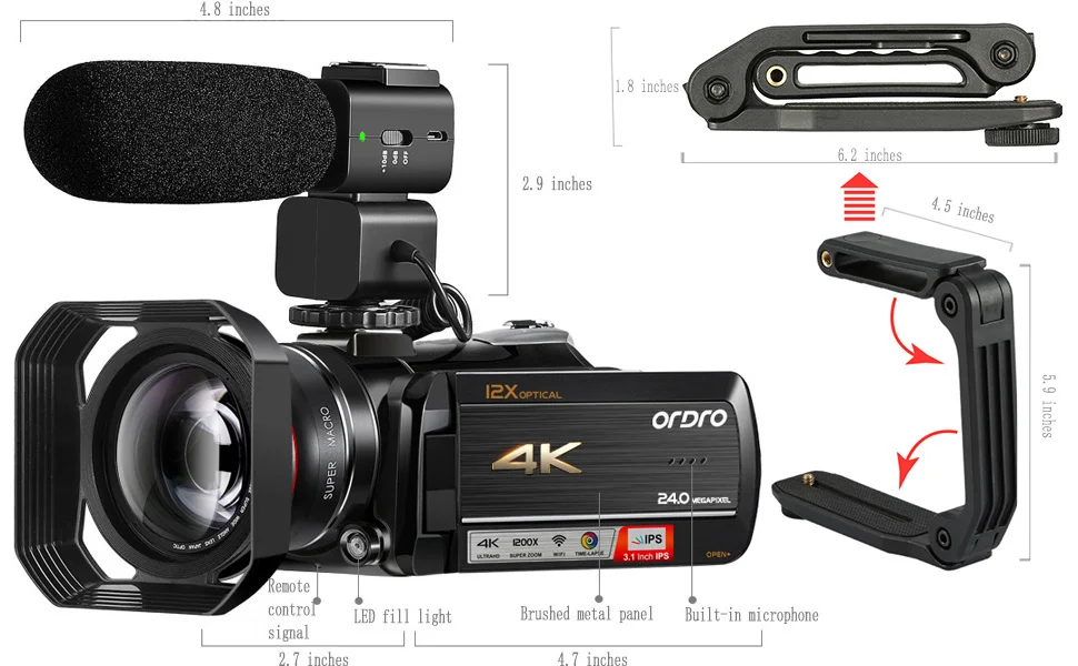 Ordro HDR-AC5 трансляция IPS Экран Камера 4K большие Широкий формат Свадебные Банкетный